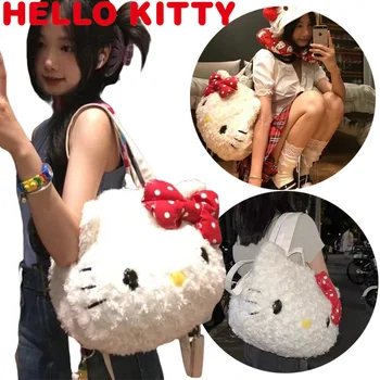 Sanrio Hello Kitty Kawaii Плюшени жени Чанти за рамо Чанти за рамо Мека мода Messenger чанти Портмонета Пазарски чанти Коледни подаръци