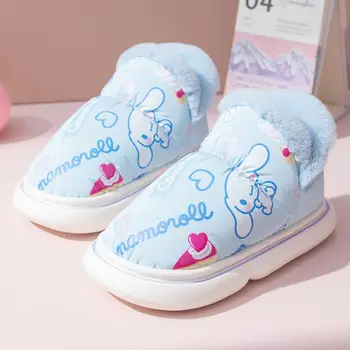 Sanrio Hello Kitty Детски чехли Аниме фигура Cinnamoroll Зимни детски обувки Начало Плюш Дръжте топло сладък карикатура горещ нов стил