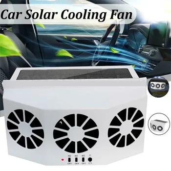 Solar Car изпускателен вентилатор дезодориране насърчаване на циркулацията на въздуха слънчева захранва кола вентилатор предно задно стъкло радиатор бял
