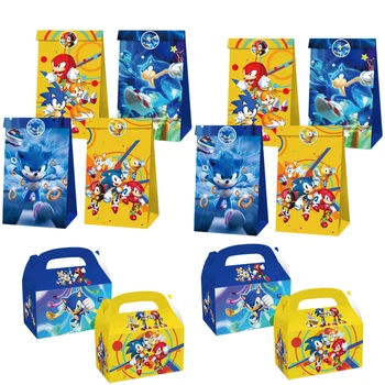 Sonic бонбони кутия подарък пуканки кутия игра карикатура фигура аниме парти рожден ден доставки супер синьо таралеж преносима хартиена кутия