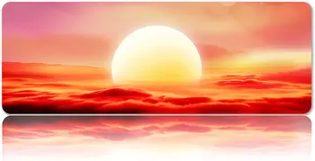 Spring Sense подложка за мишка злато слънце и облаци Мат 31.5 x 11.8 инча бюро комплекти нехлъзгаща гумена основа розов червен