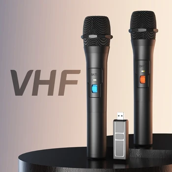 VHF безжична микрофонна система Двоен ръчен динамичен микрофон Караоке микрофон за домашно парти Смарт телевизор високоговорител пеене сватба