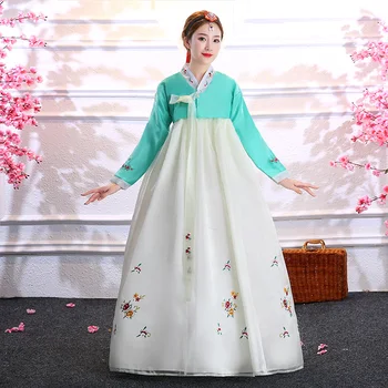 Vintage Hanbok традиционно корейско облекло Дамски възрастни Femme Корея танц сценични костюми бродирани малцинства азиатски дрехи