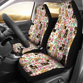Yorkie Dog Floral Print Car Seat Covers Set 2 Pc, Аксесоари за кола Seat Cover