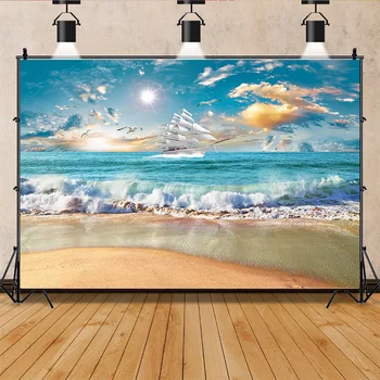 ZHISUXI Beach Holiday Sunshine Summer Digital Photography Backdrops Prop Tropical Landscape Living Room Studio Background JK-01