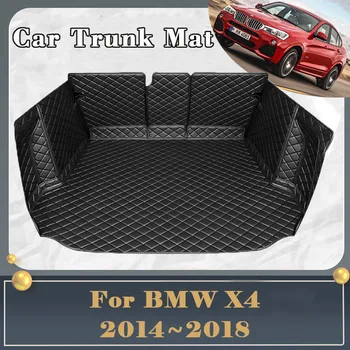 Автомобилна стелка за багажник за BMW X4 F26 MK1 2014 ~ 2018 устойчива на замърсяване напълно заобиколена стелка за багажник Задна товарна тава Аксесоари за кола 2016 2017