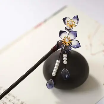 Аксесоари за коса за коса Традиционни китайски цветя пискюл женствена коса стик Hanfu фиба коса пръчици за коса вилица