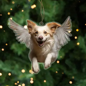 Ангел куче висулки акрил померан с крила коледно дърво подаръци орнаменти Коледа декор Начало Приятели J9T2