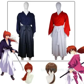 Аниме телевизия Rurouni Kenshin Himura Kenshin косплей костюм перука Himura кимоно кендо облекло Pantskirt Хелоуин класически униформа костюм