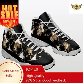 Баскетболни обувки за мъже Дантела-нагоре високо топ маратонки мъжки бароков верига тигър баскетболни обувки дишащи маратонки ходене обувки