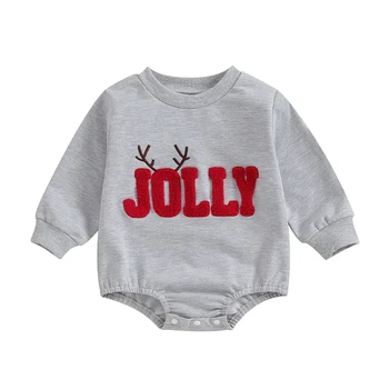 Бебе бебе момче момиче Коледа облекло Весела Коледа суитчър гащеризон Crewneck пуловер извънгабаритни пуловер дрехи