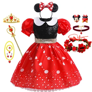 Бебе момиче Мики Маус рокля Мики и Мини косплей костюм деца Дисни тема парти рокля Ден на детето Облечи дрехи