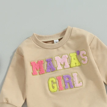 Бебешки бебешки дрехи Смешни писма Бебешки суичър Върхове Sweatpant Sweatsuit 2 Piece Winter Fall Outfits