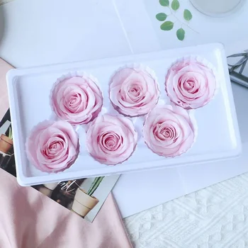 Безсмъртни розови глави за подаръчна кутия за Свети Валентин, вечно цвете, запазени цветя, букет материали, 4-5cm, 6Pcs
