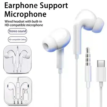 В ухото кабелни слушалки с микрофон регулируем обем компютърни игри слушалки за IPhone кабелни слушалки за Android