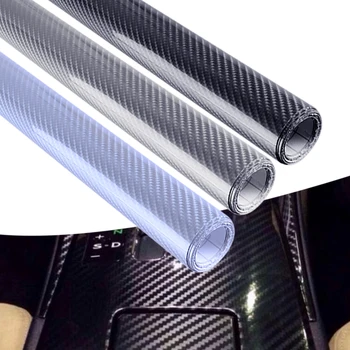 Водоустойчив универсален стикер за интериор на автомобил Винилов филм 50 * 152cm 7D гланцово сребро & черно & сиво въглеродни влакна стил