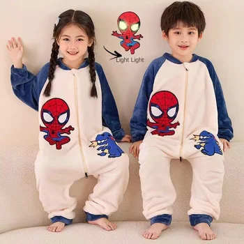 Детски зимни плюшени пижами Детска динозавърска спално облекло Поддържайте топло Kigurumi за момчета момичета фланела руно спален вагон чанта домашно облекло