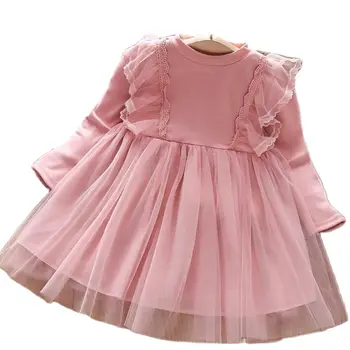 Детски момичета рокля пролет деца малко дете бебе принцеса рокли Vestidos момиче облекло мода дантела марля рокля