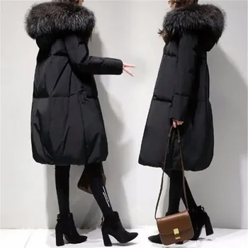 Жените Xl-5xl зимно яке памук подплатени яке плюс размер на жените средно дължина хлабав подплатени памучно яке есен зима мода