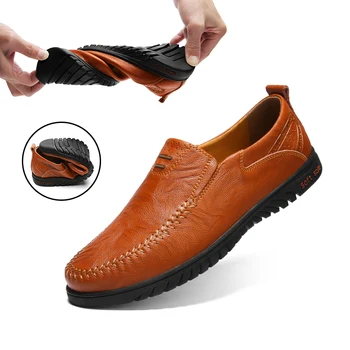 Италиански мъжки обувки за шофиране 2023 Официални лофери от естествена кожа за мъже Луксозна марка Slip On Casual Moccasins Chaussure Homme 47