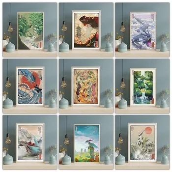Класически аниме Pokemon платно живопис китайски стил HD плакат и печат акварел стена изкуство картина Начало декор деца подаръци