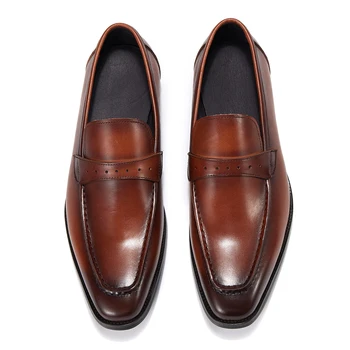 Класически мъжки ежедневни обувки от естествена кожа Slip On Flats Мъжки мокасини Оригинални 100% горен слой мокасини от телешка кожа