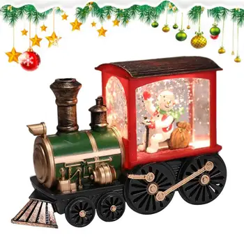 Коледа влак декорации Светещ снежен глобус Декоративни Дядо Коледа влак сезонни декори за спалня учебна стая градина кола
