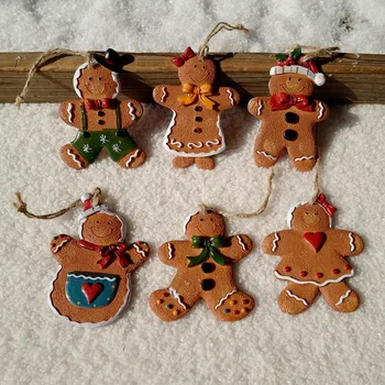 Коледно дърво висящи орнаменти Gingerbread Man висулка Коледа творчески-смола декоративни малки орнаменти висулка трайни