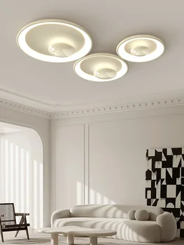 Крем стил кръгла LED таванна лампа се използва за трапезария спалня хол кухня бяло димиране дистанционно управление декорация