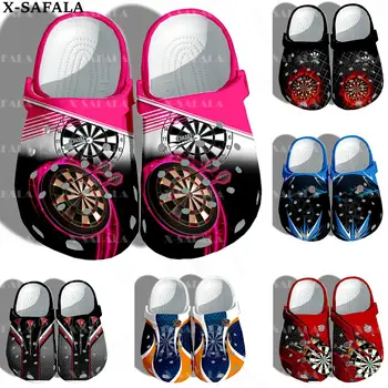 Любовен подарък за дартс играч клуб 3D печат мъже жени класически сабо чехли обувки EVA Ligtweight сандали летен плаж на открито-2