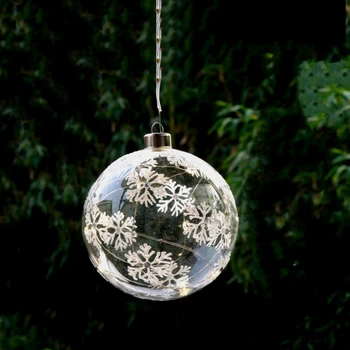 Малък диаметър на опаковката = 8 см 10 см ръчно рисуване снежинка стъклена топка светлинен глобус коледно дърво висулка висящи орнамент