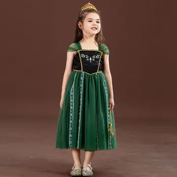 Момичета лято Анна замразени бебе рокля дете зелено обличане Хелоуин костюм за деца принцеса парти косплей рокли от 2 до 8 години