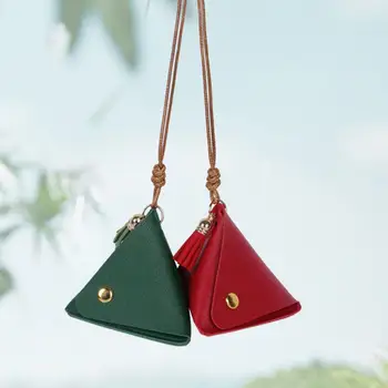 Монети чанта прекрасен Zongzi дизайн плътен цвят ключалката затваряне мини чантата ярко оцветен очарователни триъгълник промяна портфейл пътуване употреба