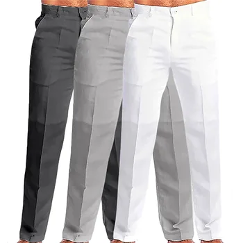 Мъже участък памук бельо панталони твърди меки тънък годни дълги панталони направо мода елегантен класически стил случайни костюм панталони