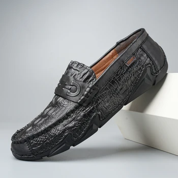 Мъжки ръчно изработени обувки от естествена кожа Casual Comfort Меки мъжки дантелени маратонки Дишащи мъжки обувки за ходене