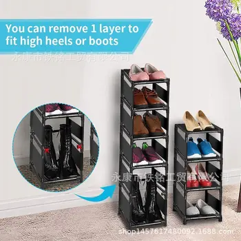 Нетъкан монтаж Сгъваем тесен багажник за обувки Малък шкаф за обувки Голям капацитет за съхранение на багажник Многофункционална стойка за обувки