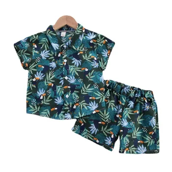 Нов летен костюм за бебешки дрехи Детски момчета Принтирани шорти за риза 2бр / комплекти Детски екипировки Детски ежедневни костюми Детски анцузи