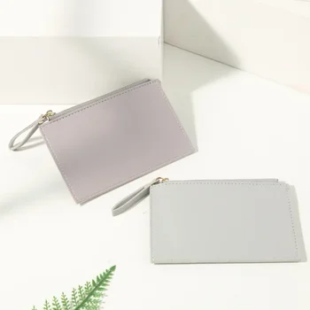 Нов портфейл карта чанта дамска чанта проста мода класически плътен цвят цип чантата монета чантата женски Ins
