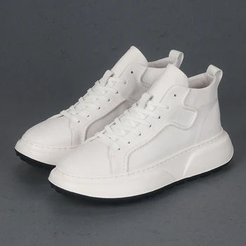 Нова бяла телешка Обувки на висок ток Ежедневни обувки Модна тенденция Универсален Удобен Лек Висок връх Мъжки обувки
