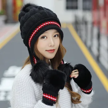 Нова жена поддържа топло дебели туристически шапки открит спорт сняг шапки трикотажни зимата ветроупорен ски шапка женска шапка