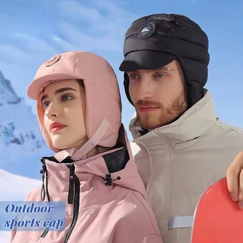 Нови жени зимни подплатени надолу леки шапки на открито ветроупорни спортни водоустойчиви защита на ушите топла мода Lei бомбардировач шапки