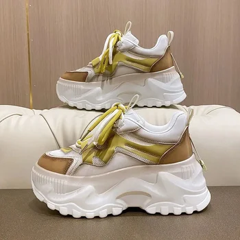 Обувки за жени 2023 Дантела нагоре Дамски обувки Vulcanize Модни дишащи спортни обувки Дамски обувки за тенис с кръгла глава
