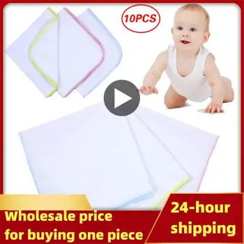 Памучна марля двуслойна малка квадратна кърпа бебе момче момиче плътен цвят слюнка кърпа случаен цвят дропшипинг