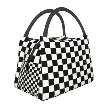 Персонализирана класическа шахматна дъска за обяд чанти жени термичен охладител изолирани кутии за обяд за пикник къмпинг работа пътуване lunchbag