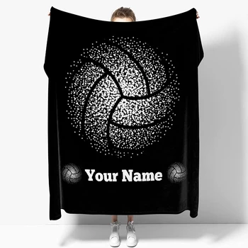 Персонализирано одеяло с име за момиче и момче, персонализиран волейбол Персонализиран текст Flannel Throw Blanket, Най-добрите добри подаръци за рожден ден
