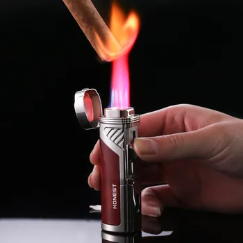 По-силна запалка с метален газ с прав пламък x запалка за цигари с бутан Честен фантазия ретро масло запалка приспособления за мъже подаръци