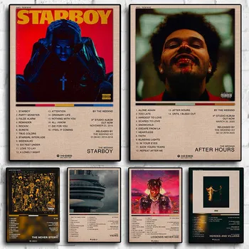 Поп американски рапър музикален албум плакат естетика The Weeknd Starboy JID сок Wrld Darke ретро платно печат стена изкуство стая декор