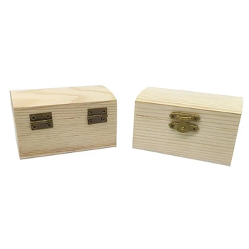 Празна квадратна форма Недовършена дървена кутия за бижута за подарък за дете DIY занаятчийски консумативи Дървена кутия бор съхранение реколта подарък чанта занаят