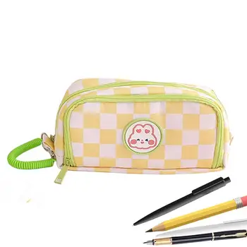 Преносим анимационен молив с писалка Поставете шахматна дъска Сладък молив чанта училище студент канцеларски чанта за съхранение платно момиче чанти