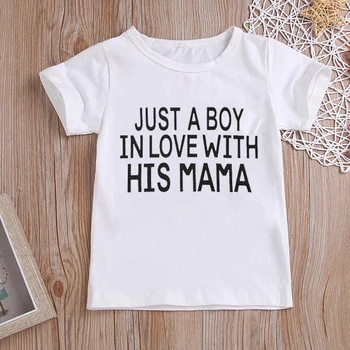Просто момче, влюбено в майка си Естетически дрехи за сладки момчета Детска тениска Летни деца Просто облекло Тениска за случайни момчета
